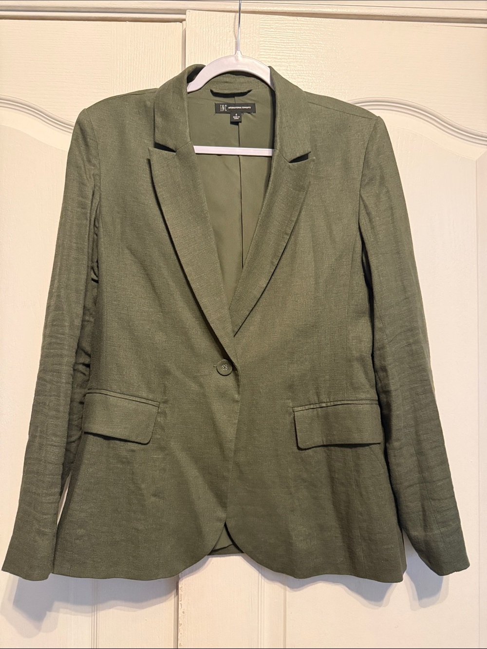 INC International Concepts Olive Green Single-Button Blazer